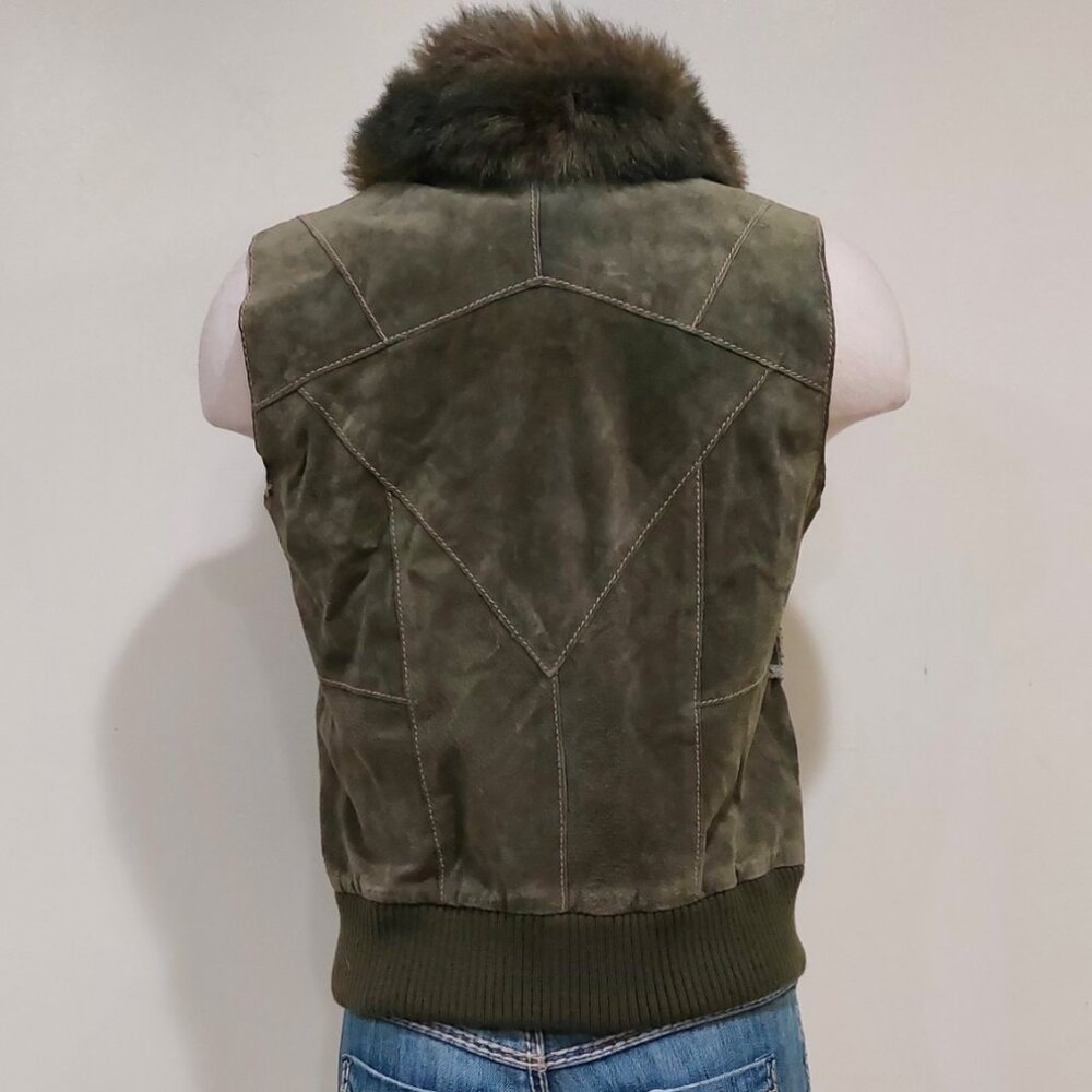 💋BOHO CHIC💋 Stunning Y2K VTG Camo Distressed Genuine Leather Vest - Picture 9 of 16